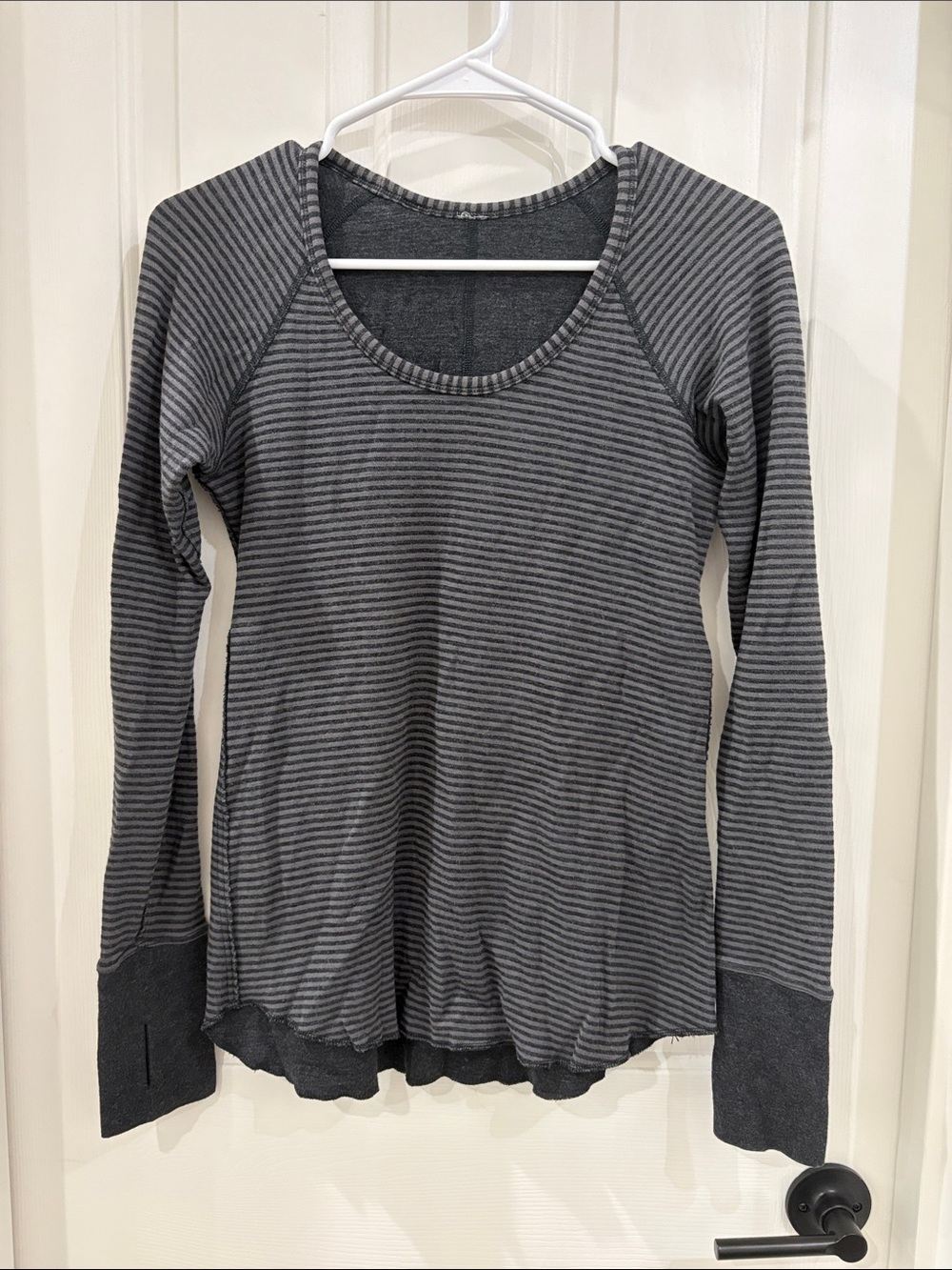 lululemon Reversible Gray Striped Long Sleeve Scoop Neck Top Size 6 8 small med